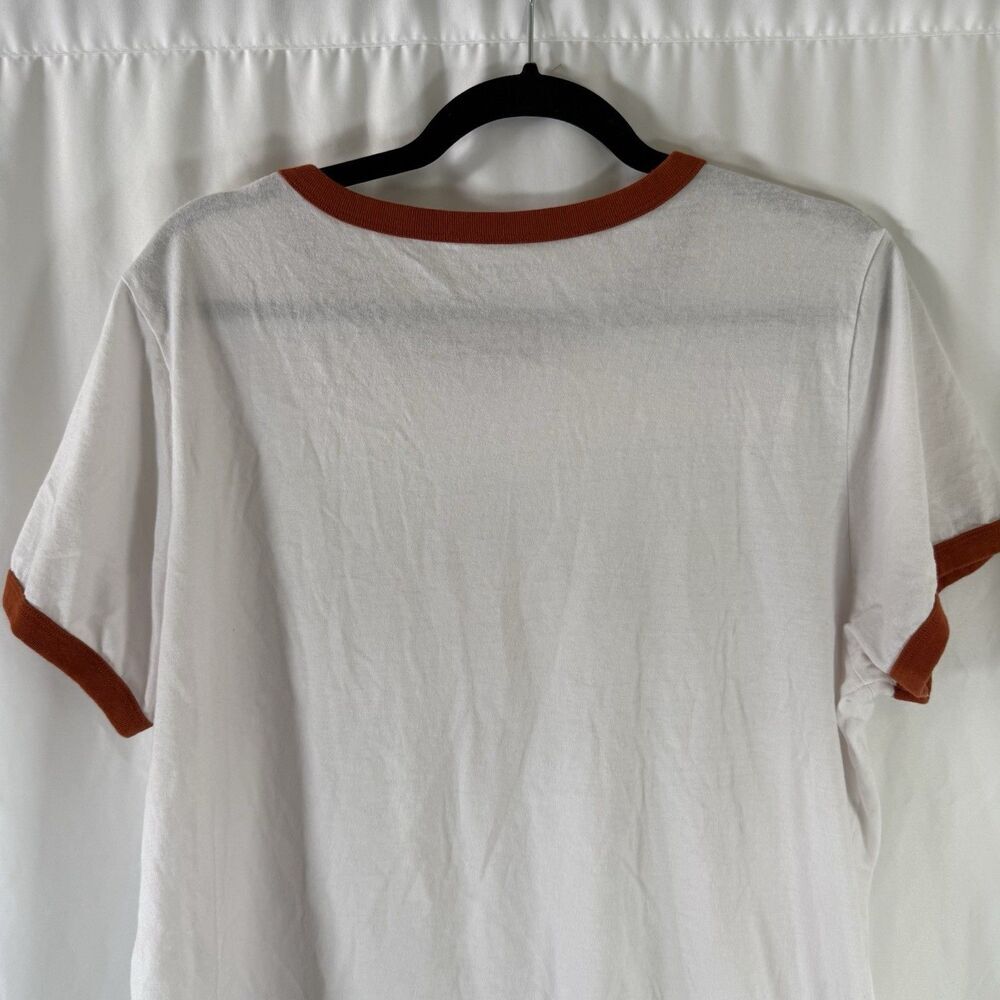 Old Navy Shirt Women's XL White Orange Short Sleeve Crew Neck 100% Cotton - Picture 7 of 7